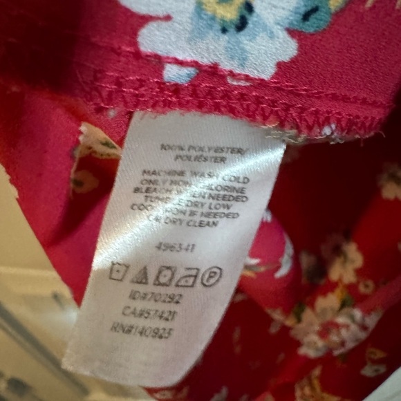 Loft Red and White Floral Ruffled Sleeve Blouse - Picture 6 of 7